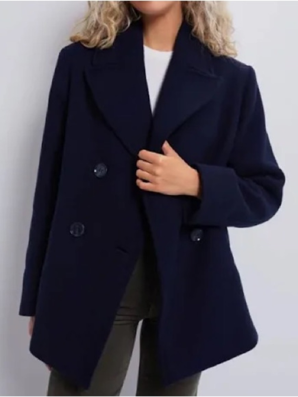 Barbour Ingrid Double Breasted Wool Blend Peacoat